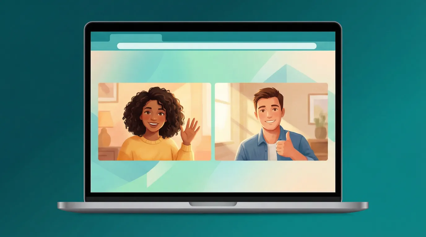 FaceFlow official browser video chat illustration